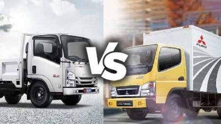 Isuzu ELF (N Series) 4 Wheel vs Mitsubishi Canter FE 71 trucks side by side