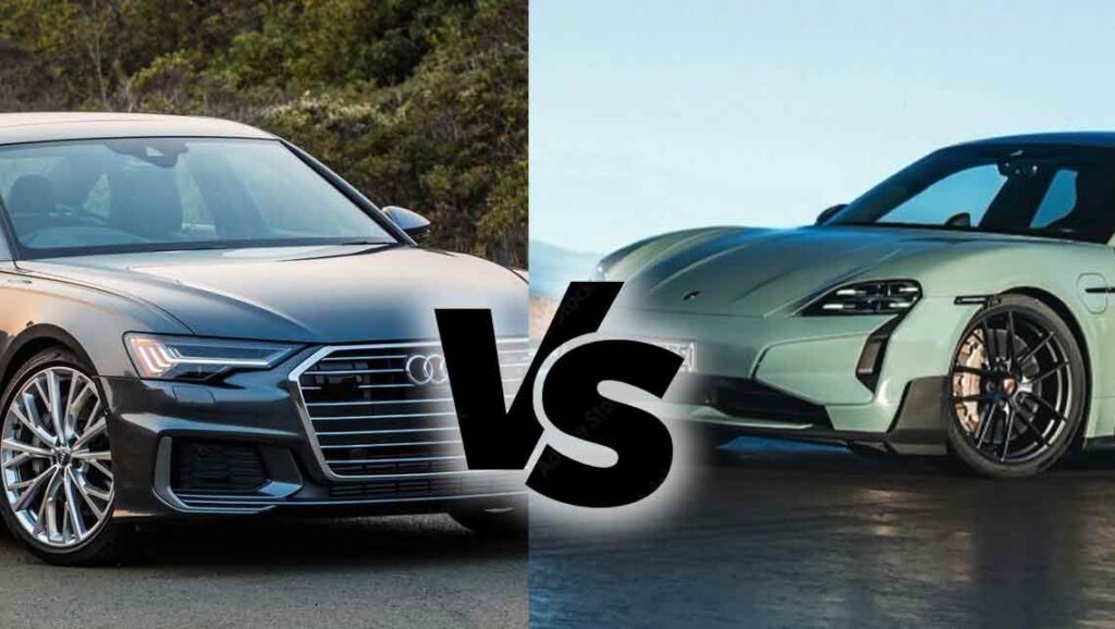 Audi A6 and Porsche Taycan side-by-side comparison