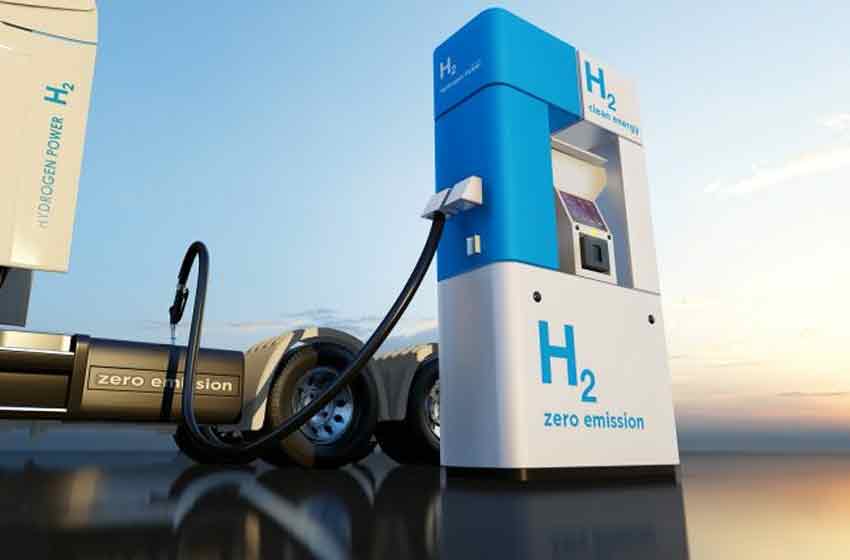 Greenery shaped to resemble a hydrogen refueling station in indonesia and a car, symbolizing eco-friendly hydrogen fuel.