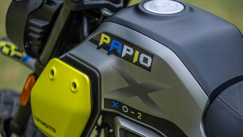 CFMOTO XO Papio fuel tank and side panel.