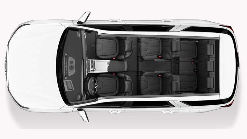 Top-down view of a white Hyundai Palisade SUV