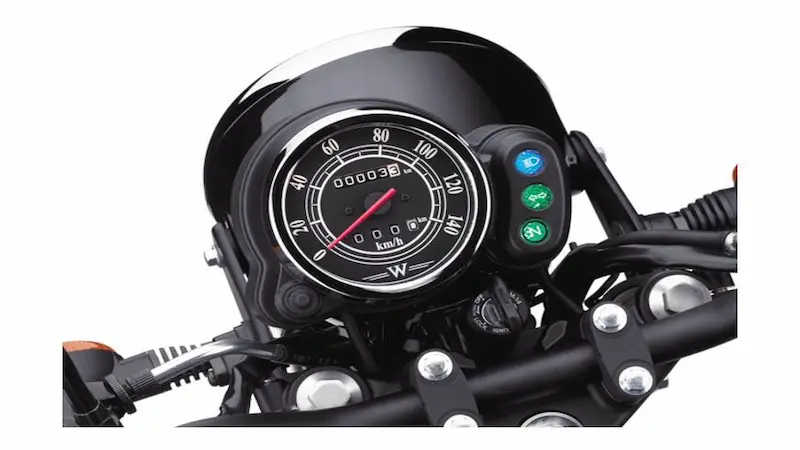instrument cluster of a Kawasaki W175 motorcycle