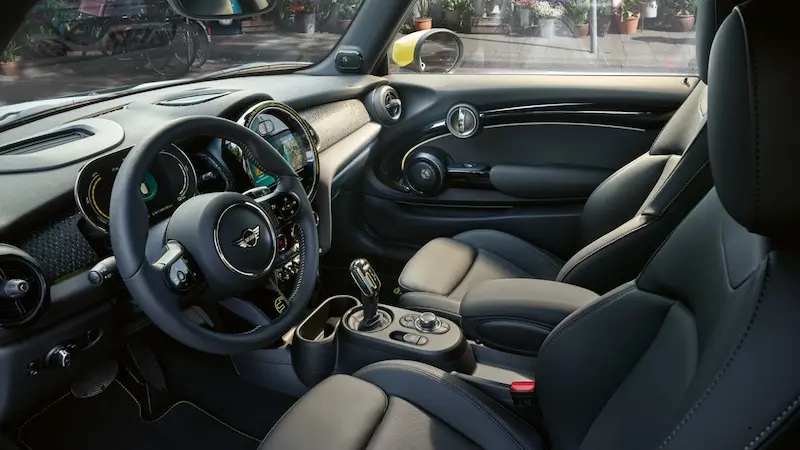 The interior of a MINI Cooper Electric car