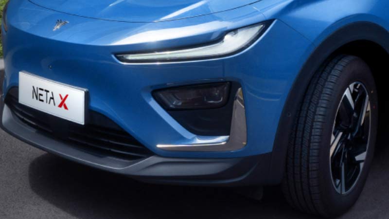 Front view of a blue Neta X SUV-Indonesia