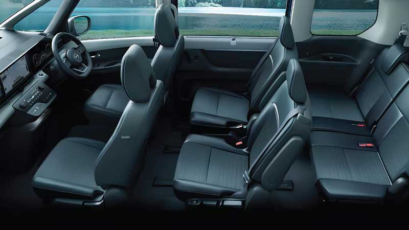 Side view of the Nissan Serena e-Power seating layout.
