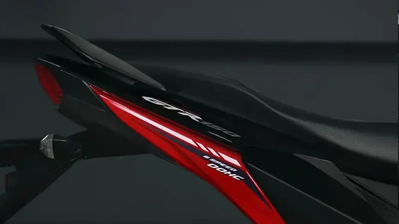 Rear view of a Honda Supra GTR 150 motorcycle showing the seat