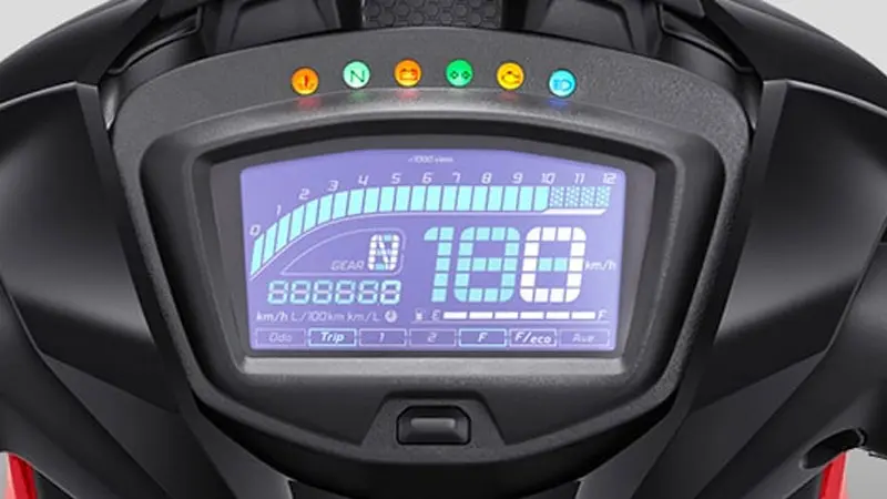 Dasbor digital Yamaha MX King 150 menunjukkan speedometer