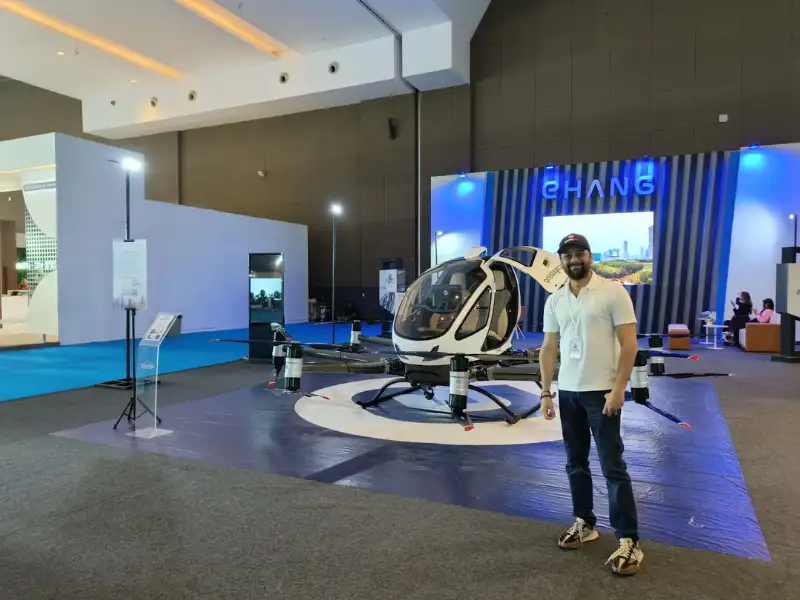 Futuristic drone helicopter showcased at PEVS 2025 in Indonesia - autoini