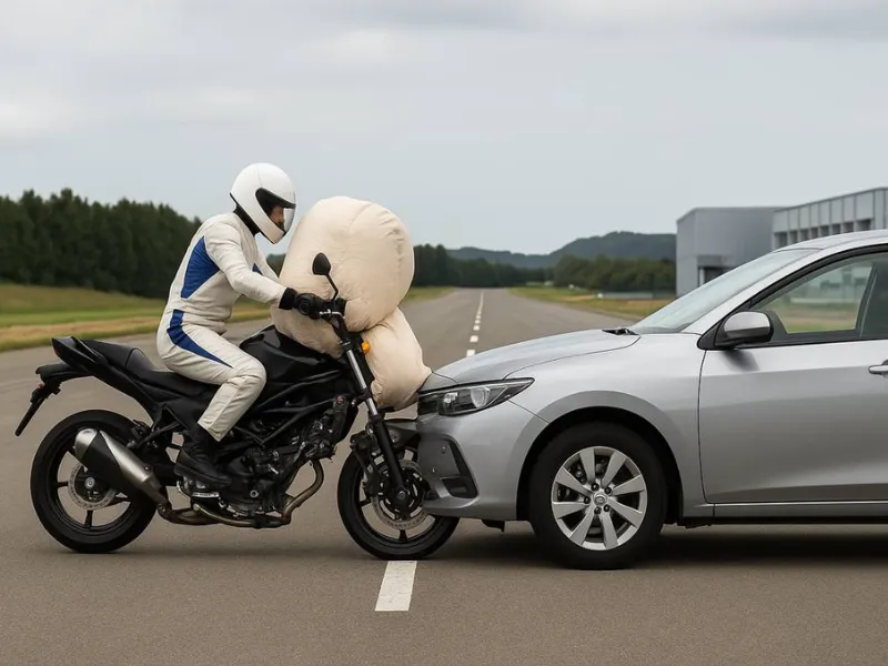 Toyoda Gosei motorcycle airbag technology for rider safety and crash protection - autoini