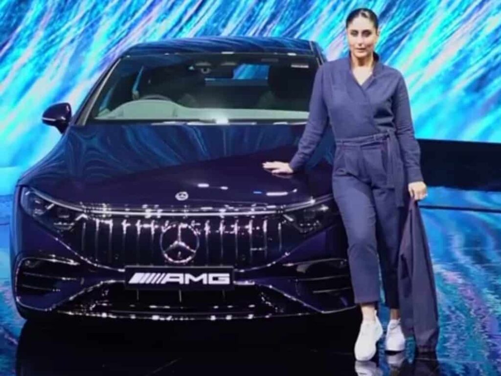 Kareena Kapoor promoting electric car sustainability at Mercedes EQS launch